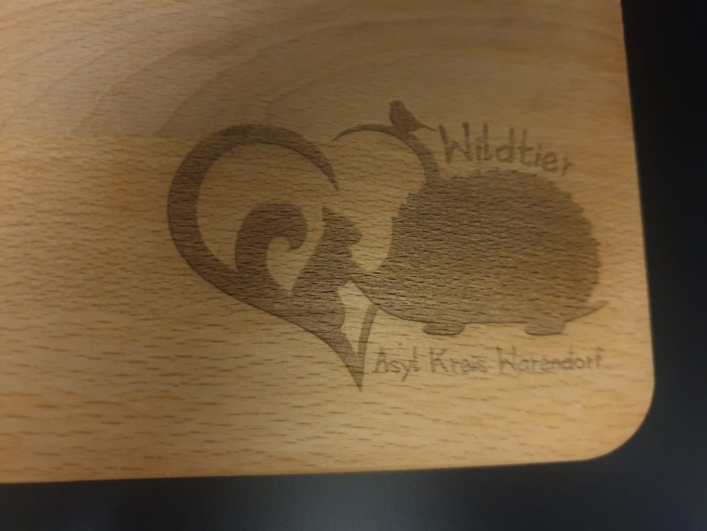 Für die Kleinen Frühstücksbrettchen Holz mit Logo von ( Wildtier - Asyl Kreis Warendorf )1x1 Einschulung Geschenkidee